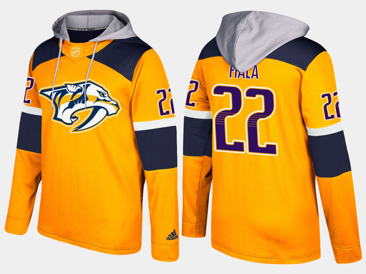 Men NHL Nashville predators #22 kevin fiala yellow hoodie